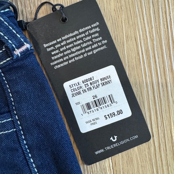 True Religion Jennie Curvy Mid Rise Super Skinny Dark Wash Jeans Size 26 NWT - Picture 7 of 10